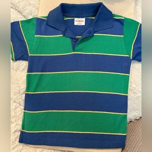 Vintage 1980’s Healthtex Kids Striped Blue and Green Polo Shirt